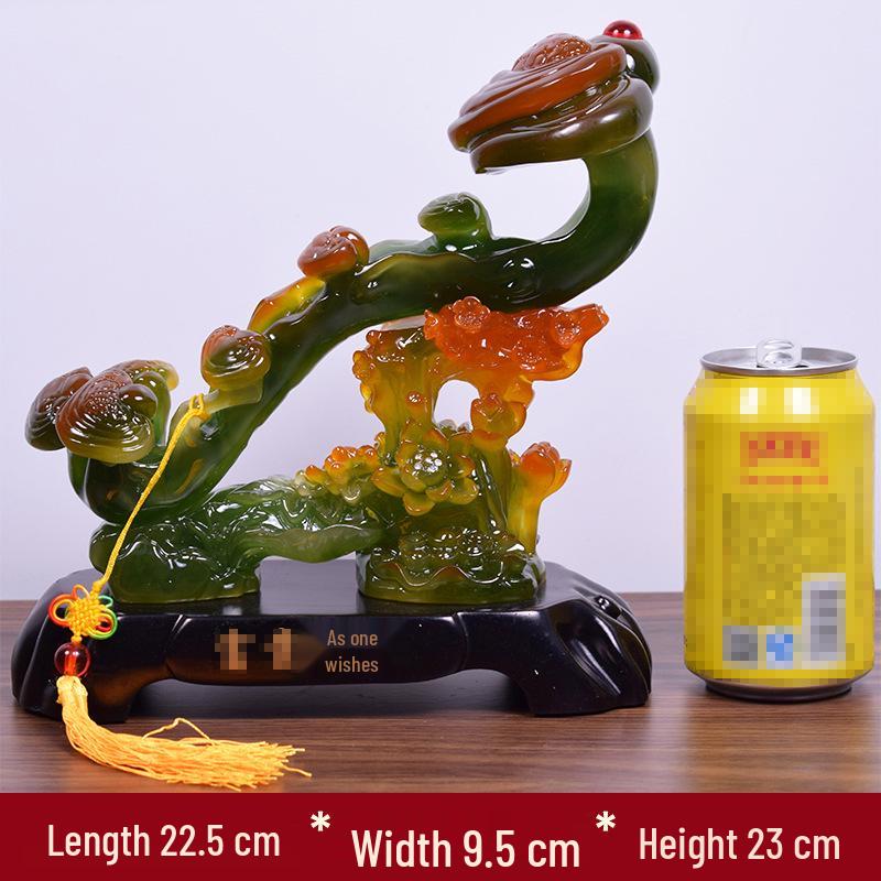 Yellow Jade Ruyi Ornament for Living Room or Wine Cabinet - Housewarming or Company Opening Gift