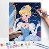 Disney Digital Oil Painting Art Kit Princess Glitter Blue Gown Handmade Diy Home Decorations