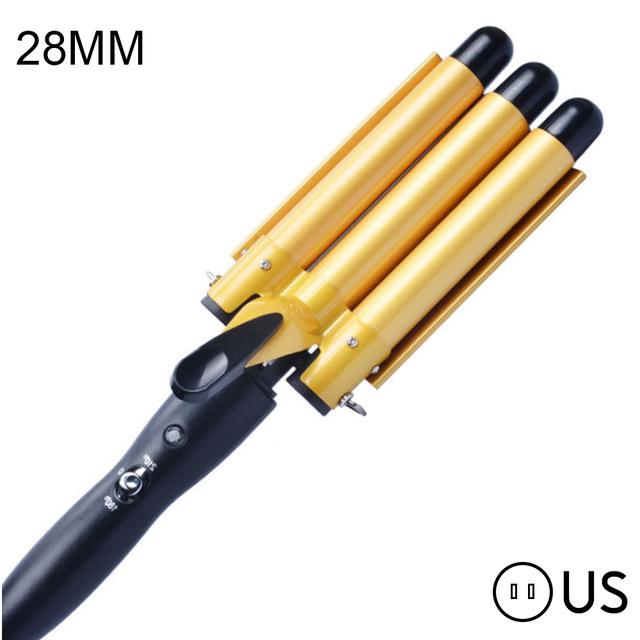Professional Ceramic Triple Barrel Curler Manual Hair Curler Styler Marchine Hair Waver Styling Tool KTY