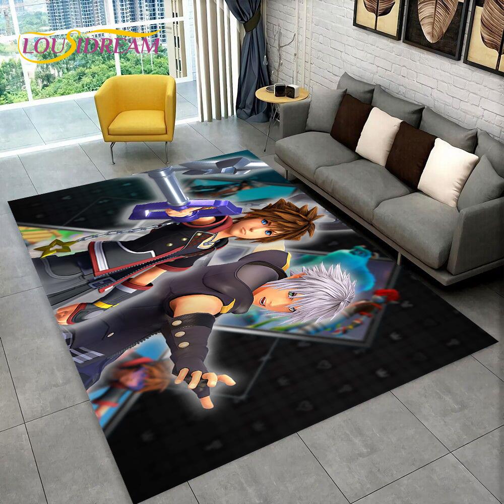 3D Cartoon Kingdom Hearts Game Carpet Rug for Home Living Room Bedroom Sofa Doormat Decor,kids Play Area Rug Non-slip Floor Mat