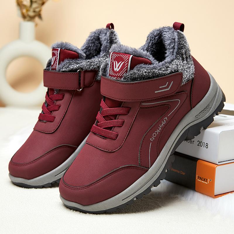 Fashion Couples Cotton Snow Boots Warm Fleece Lined Thick Heel Winter Outdoor Shoes Round Toe Casual Comfortable Flat Footwear