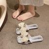 Bow Slippers Women's Summer Wear New Fashion Home Flat Bottom Non-slip Soft Bottom One-word Sandals