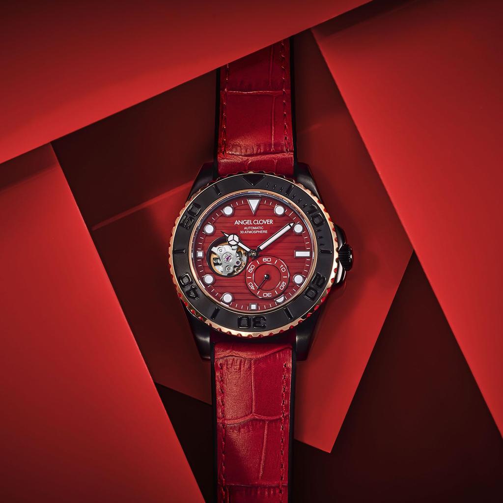 Angel Clover Sea Cruise Watch Automatic 30 ATM Water Resistant Mineral Glass Red Dial SCA44BRD-RE Men's