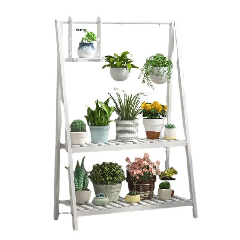 Solid Wood Balcony Flower Stand