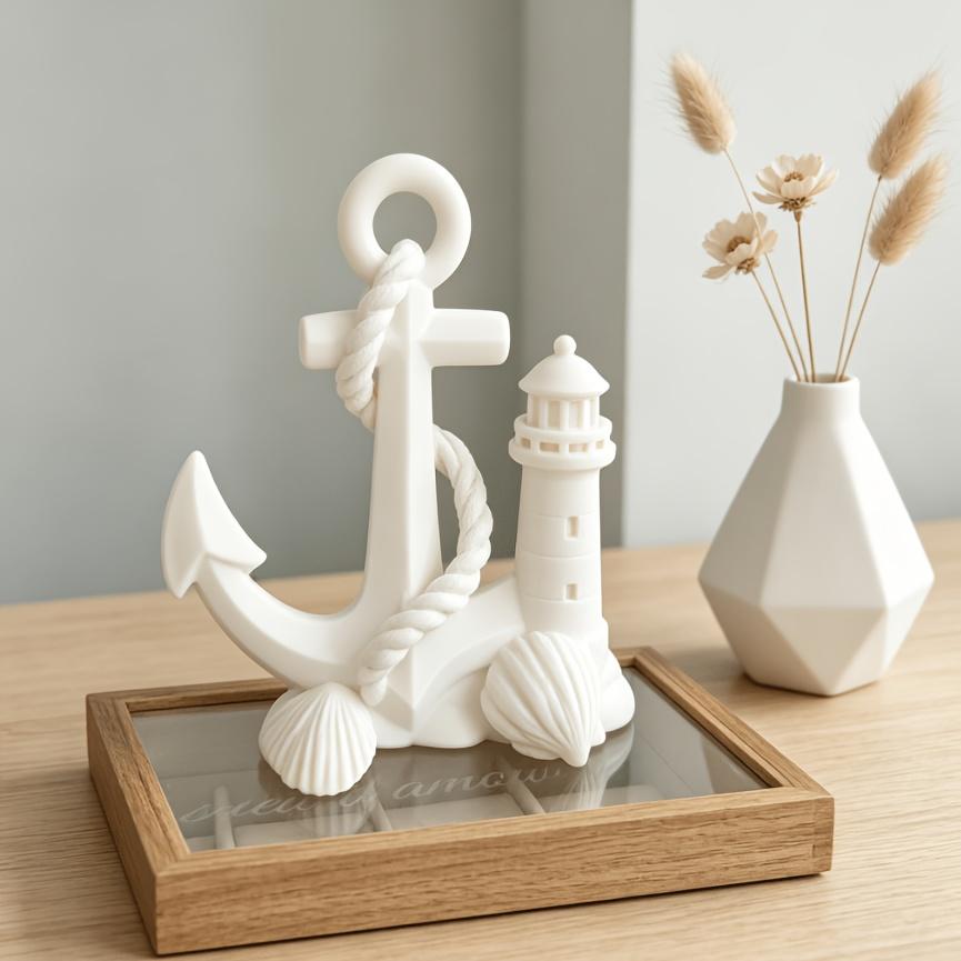 DIY Nautical Anchor & Lighthouse Statue 3D printing Figurine for Beach Themed Home & Office Painting Coastal Home Decor Ornament