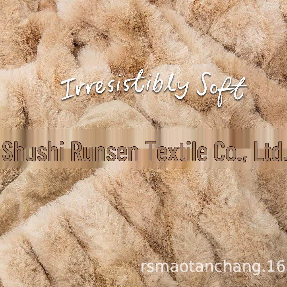 New Style Tie-Dye Spandex Elastic Rabbit Fur Blanket for Autumn and Winter - Thick, Warm, Soft