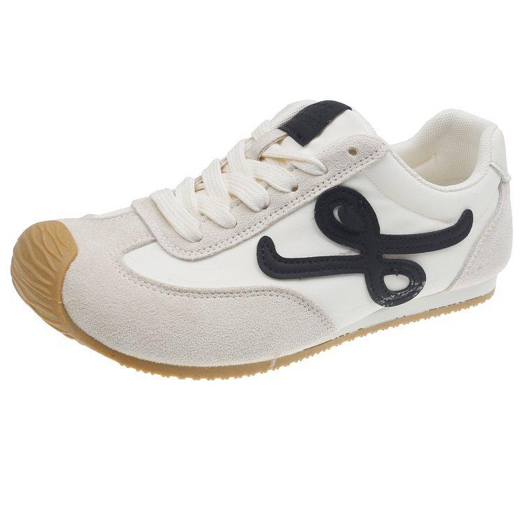 Soft Leather Version Casual Sports Moral Training Shoes Women's 2025 New Flat-bottomed Trendy Retro Color Matching Forrest Gump Sports Shoes Women's