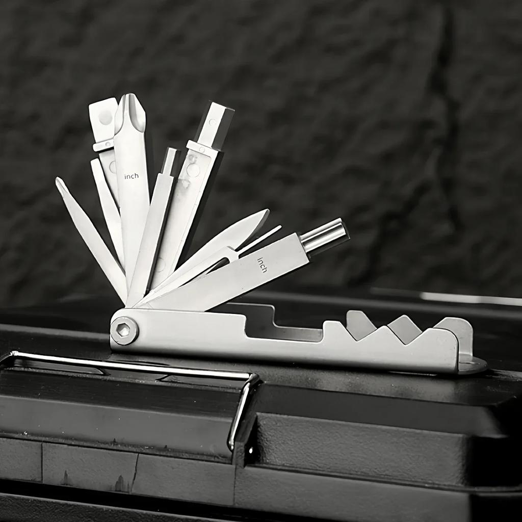 Multi-functional Stainless Steel Pocket Tool – 13-in-1 Portable Folding Tool for Outdoor Emergency Repairs