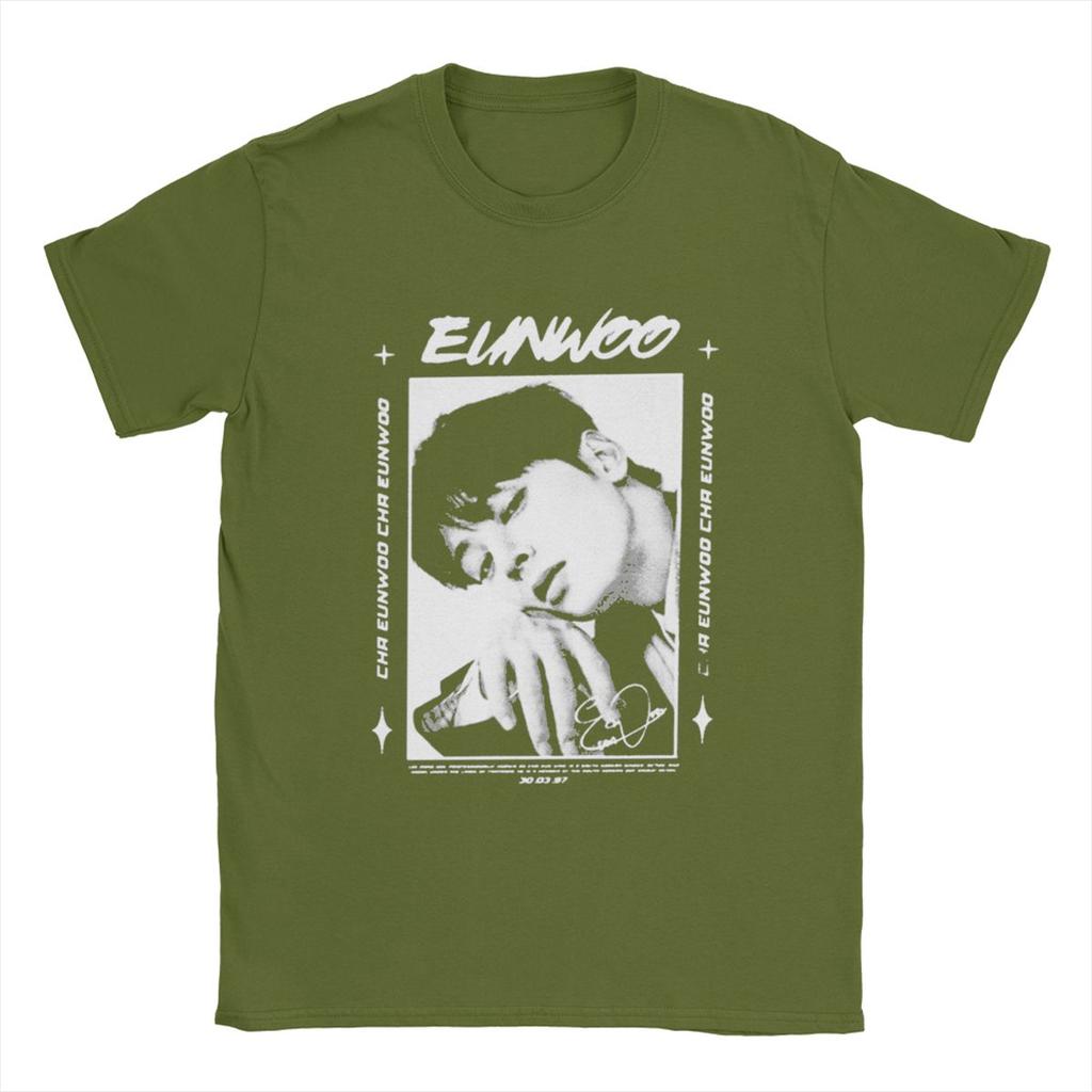 Men's Cha Eunwoo Astro Kpop T Shirt Astro Singer Pure Cotton Clothes Vintage Short Sleeve Round Collar Tee Plus Size T-Shirts