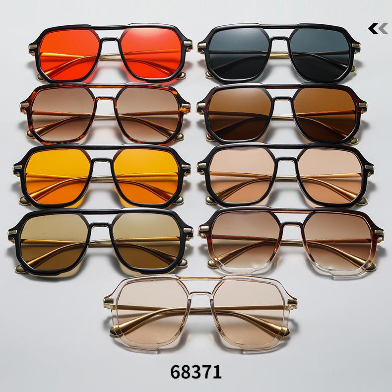 2026 New Double Bridge Square Sunglasses - Fashionable Retro Pilot Style for Holiday and Driving Sun Protection