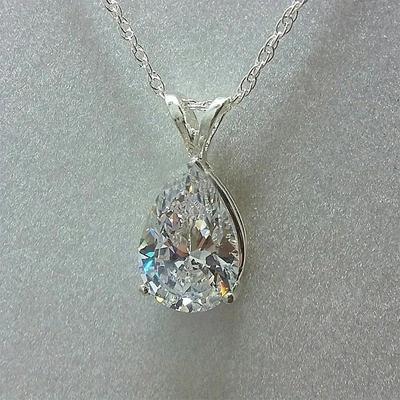 Plated Teardrop Shaped Gemstone Zircon Pendant Necklace Wedding Proposal Party Necklace Jewelry