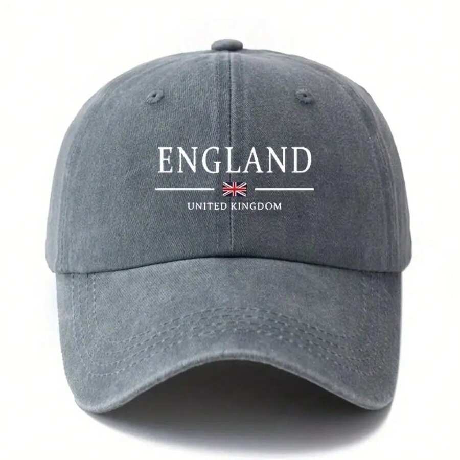 England Flag Baseball Cap For Adults, Polyester Adjustable Snapback, Breathable Casual Outdoor Hat