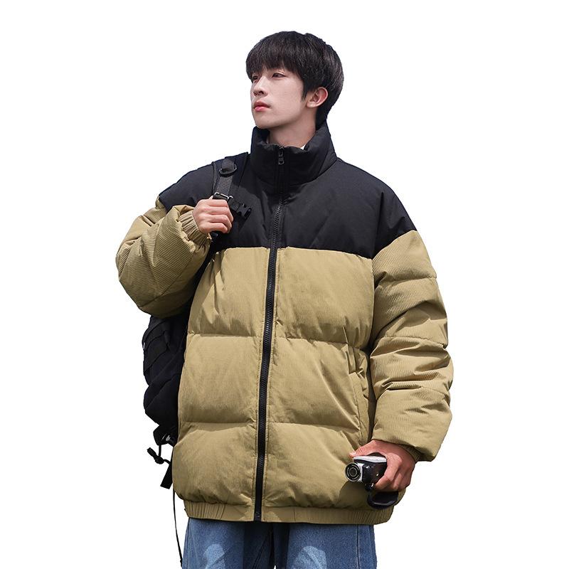 Short versatile winter new men's and women's same warm casual fashion splicing thickened stand-up neck down jacket