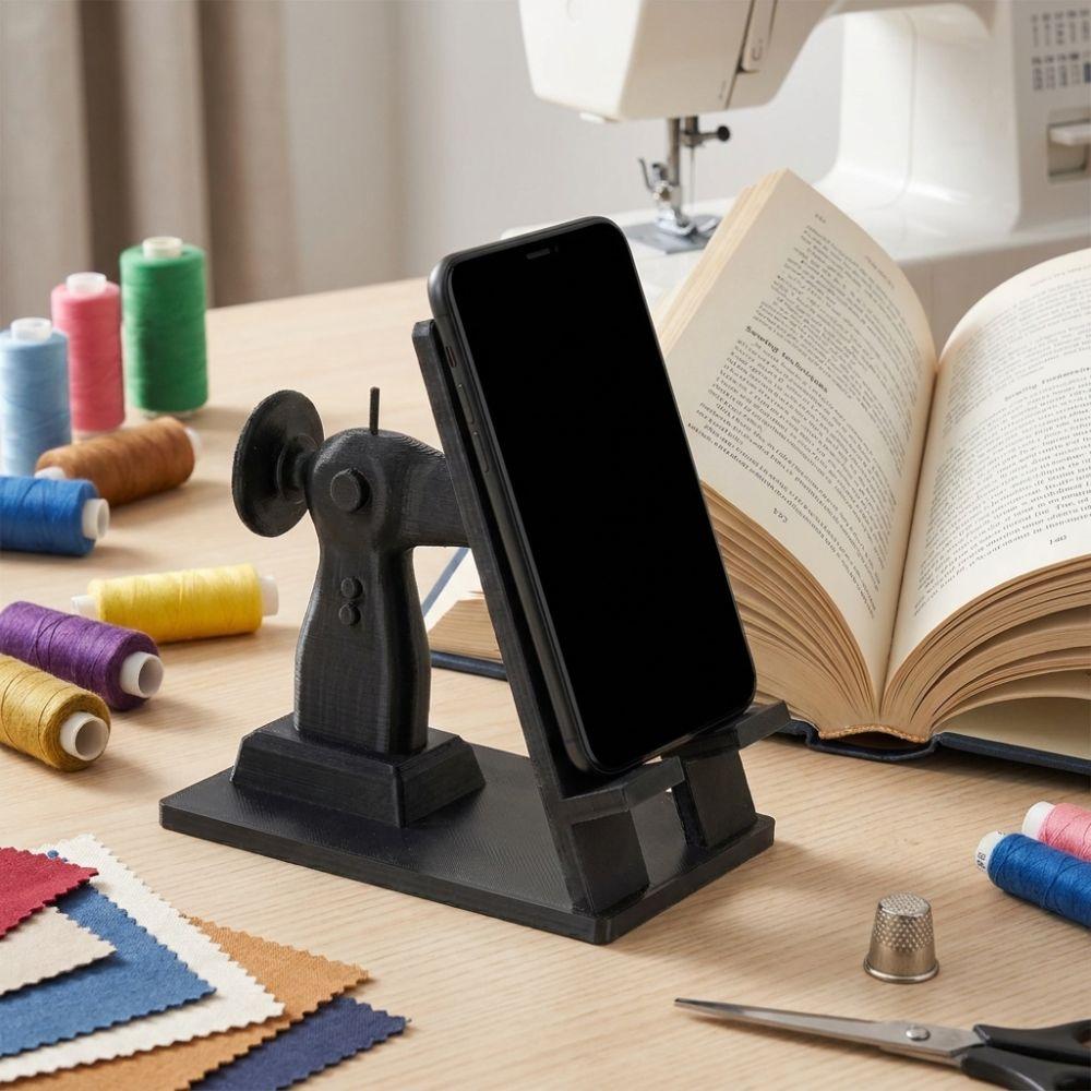 Vintage Nähmaschine Telefonständer 3D-gedruckte Schreibtischdekoration Handyhalter Nähliebhaber Geschenke