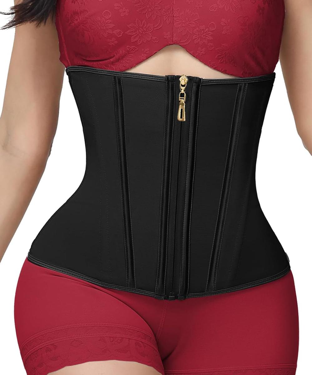

Тренажер для талии для женщин Контроль живота Утягивающий корсет Пояс Песочные часы Корректор фигуры Под грудью Формирующее белье Пояс с молнией и крючками XS чёрный