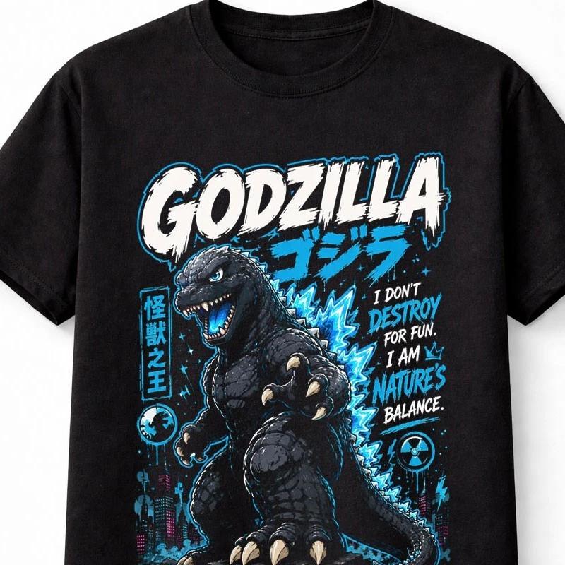 Godzilla Kaiju Monster Japanese Retro Anime Graphic Unisex TShirt S