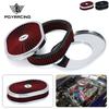 12"x2" Oval Air Cleaner Filter Assembly 5-1/8" Carb Neck W/ Flow-Thru Lid High Flow Chrome for GMC Chevy Ford Chryler Dodge