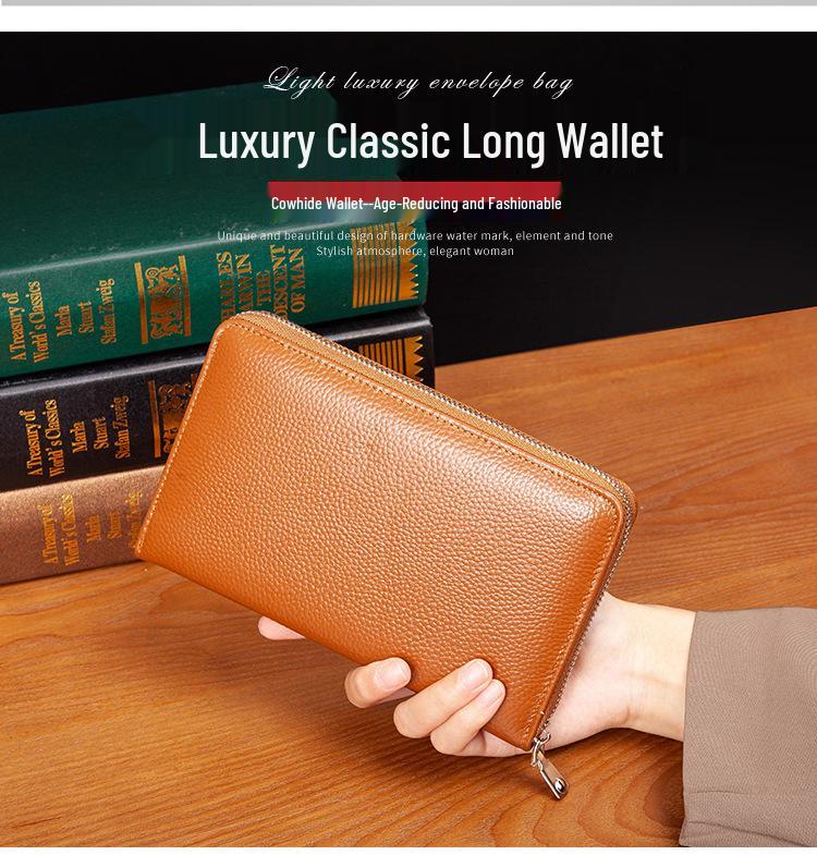 Genuine Leather RFID Passport and Document Holder with Multi-Card Slots and Zipper Pocket for Men and Women