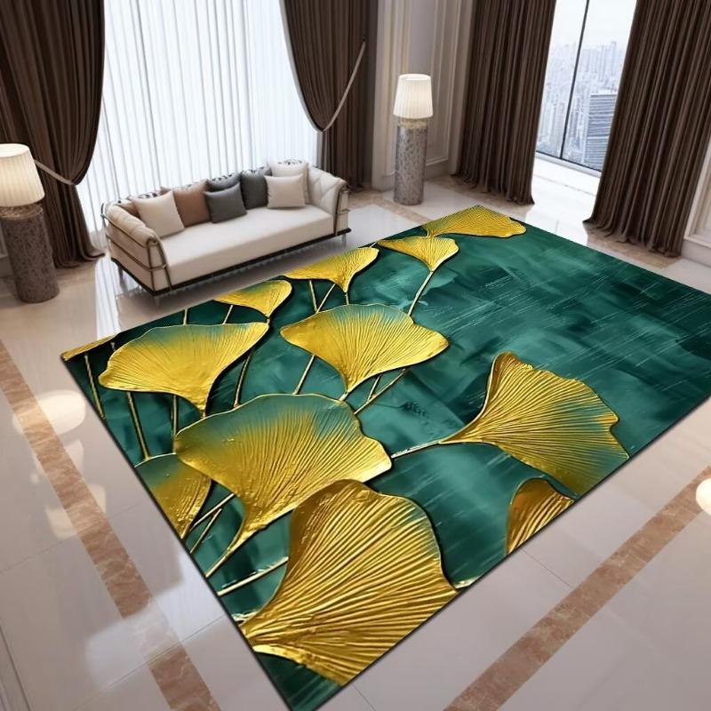 Luxury Ginkgo Biloba Printing Large Area Rug Non-Slip Wear-resistant Carpet for Living Room Bedroom Soft Floor Mat Home Decor