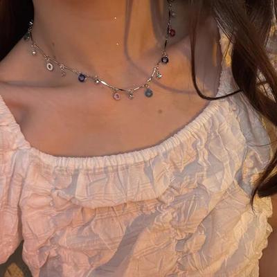 Sweet Cool Girl Colored Circle Necklace Female Versatile Ins Trendy Babes Neck Chain Niche Design Sense Stacked Collarbone Chain