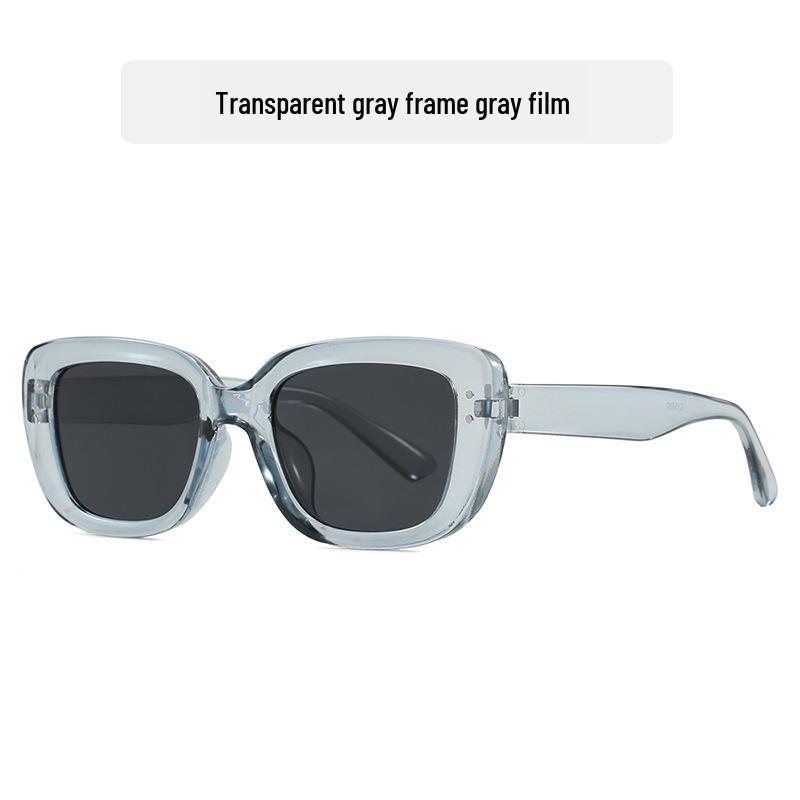 Women's Small Frame Square Cat-Eye Sunglasses with Rivet Design for Sun Protection - Trendy and Simple Runway Style