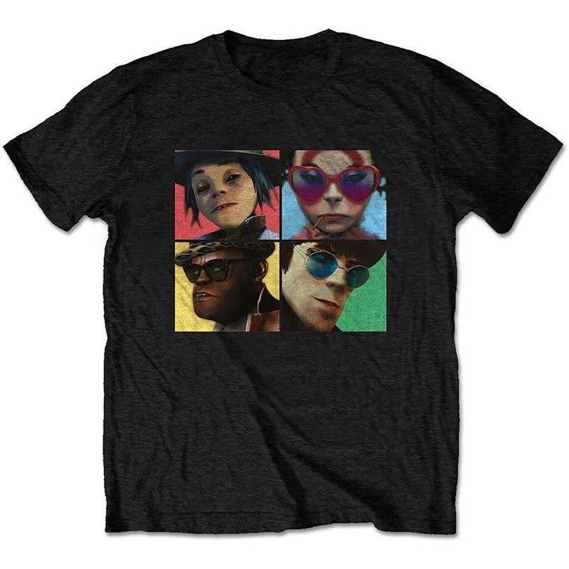 New British Virtual Band Gorillaz Street Kids American Retro Oversized High Street Vintage Tshirt