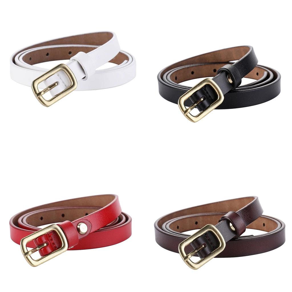 Genuine Leather Womens Belt Fashionable Twotone Cowhide Slim Waist Accessory With Alloy Buckle For Office