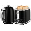 Polished Retro 40-100 degrees C Kettle and Toaster Set - Black