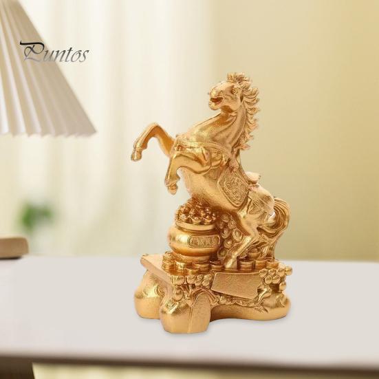 Resin Statue Horse Ornament Golden Finish Versatile Figurine Symbol of Tabletop Decoration Strength Success Zodiac Home Decor Durable