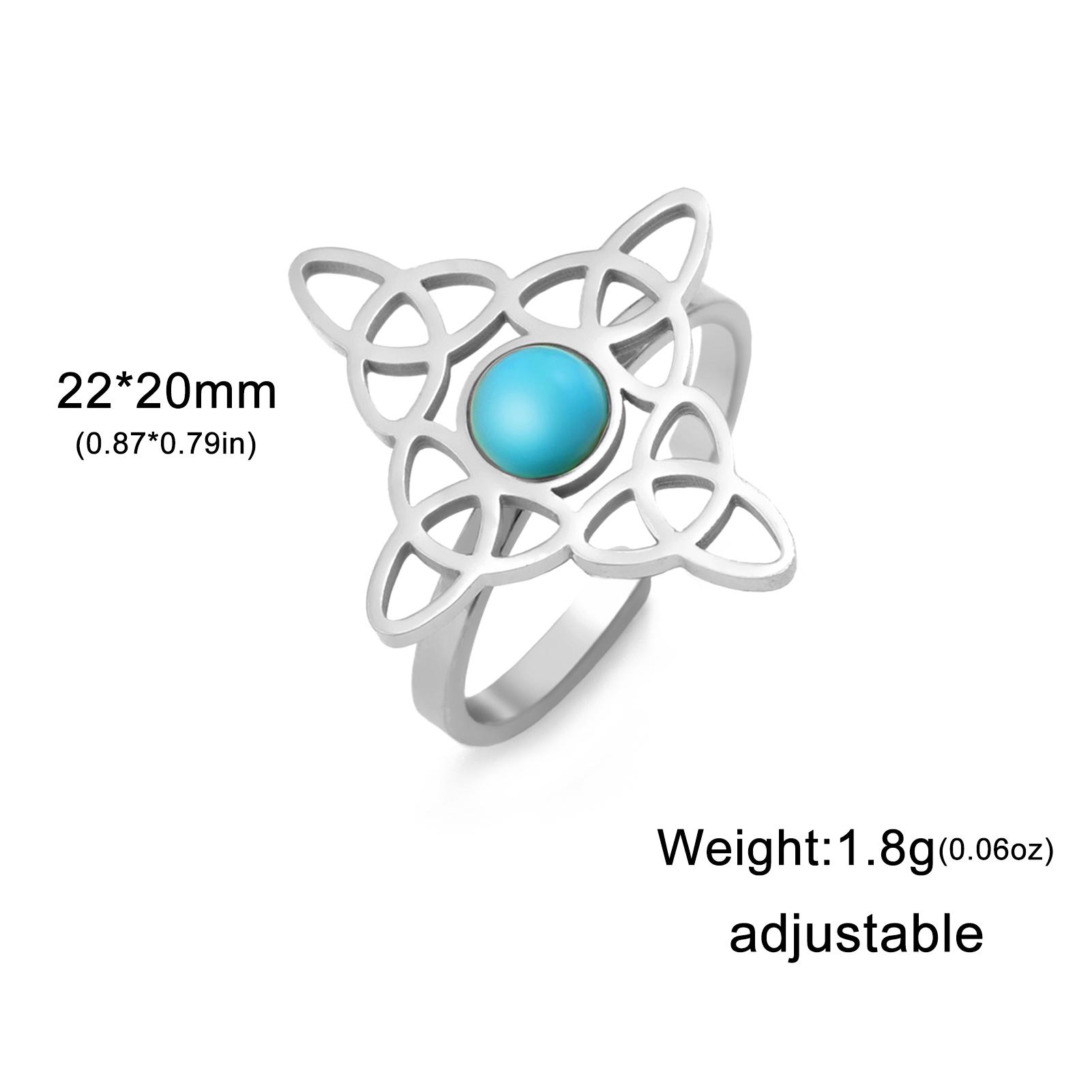 

LIKGREAT Witch Knot Ring for Women Men Celtic Finger Rings with Blue Stone Witchcraft Stainless Steel Lucky Amulet Jewelry Gift resizable&Steel Color