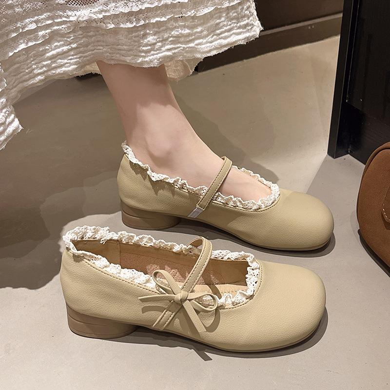 New Low-heeled Skirt Mary Jane Shallow Single Shoes Women's Evening Shoes Lolita Small Leather Shoes Ladyshoes