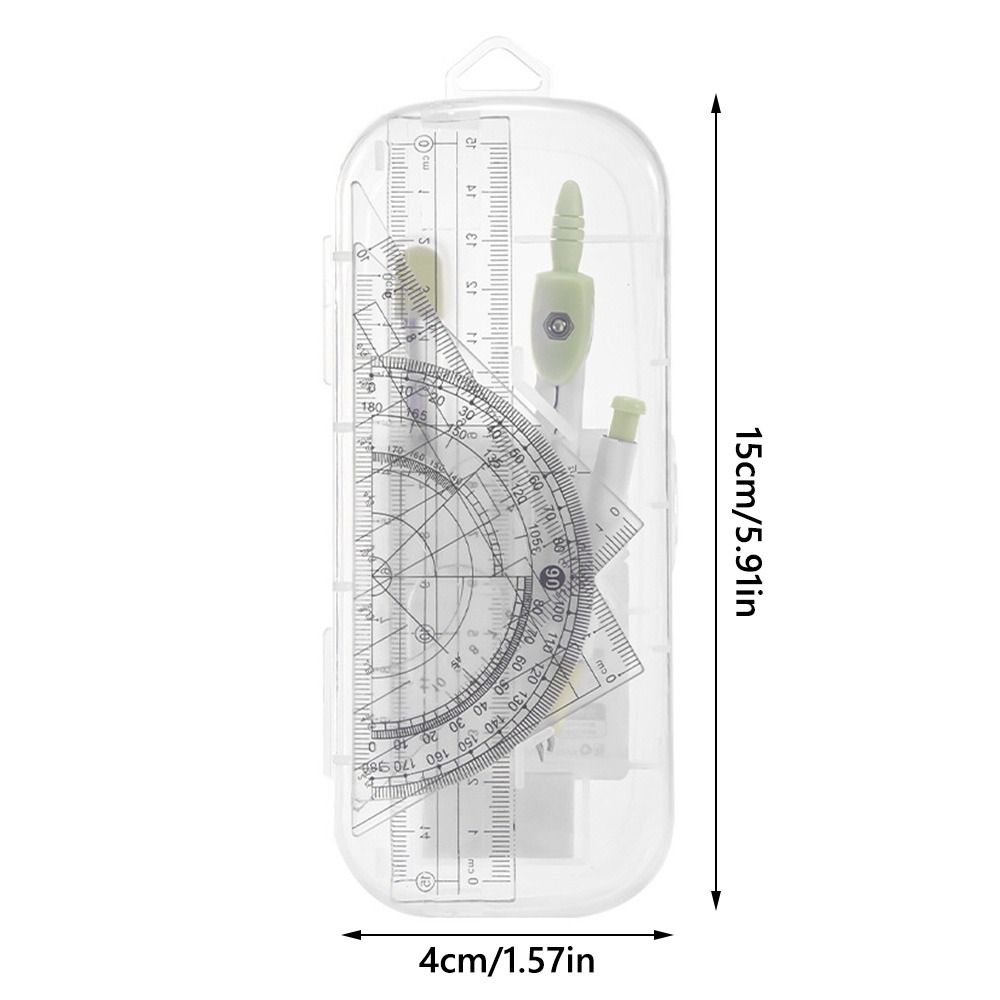 8 STÜCKE/Set Kunststoff Lineal Zirkel Set Radiergummi Transparentes Winkelmesser Gerades Lineal Set Quadratisches Zeichenwerkzeug Schule Büro