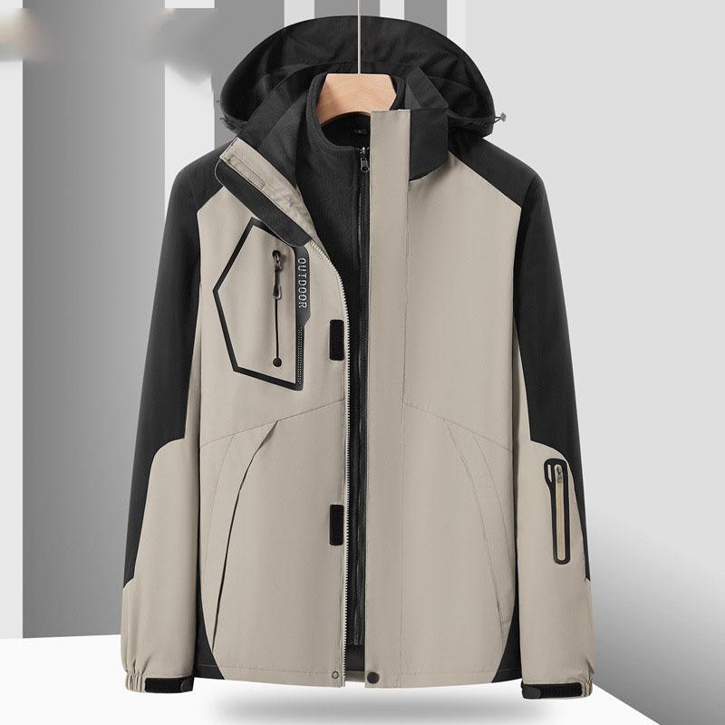 Skijacken 3-in-1-Skijacke für Herren, warm, für den Winter, mit Kapuze, winddicht, wasserdicht, verschleißfest, für den Außenbereich, zum Wandern, Klettern