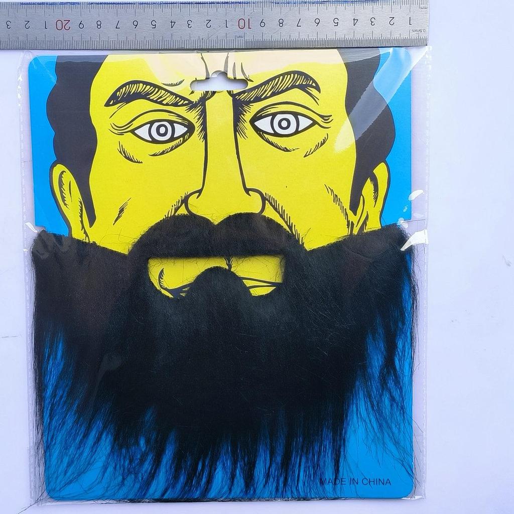 Černý flanelový knír a kotlety Halloweenská rekvizita pro muže