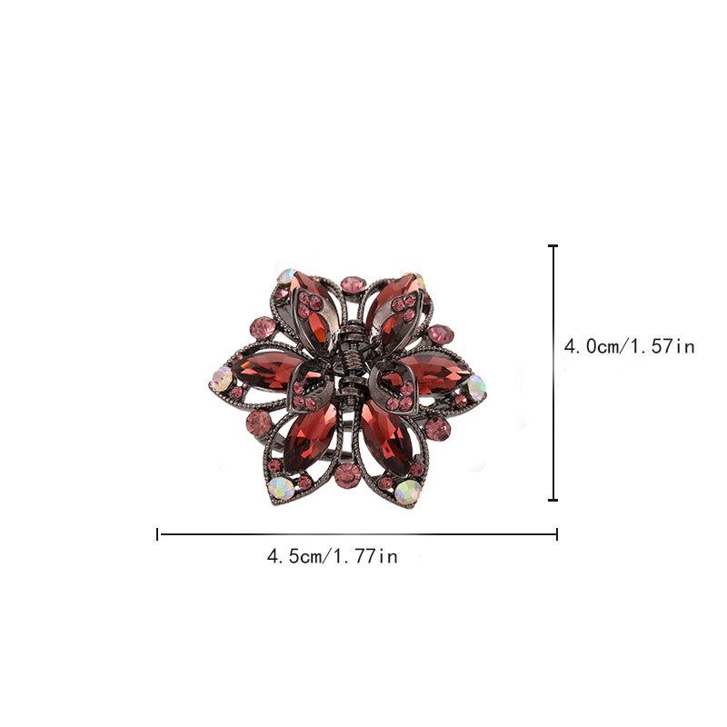Retro Style Flower Crystal Hair Claw Clip for Thin Hair Updo