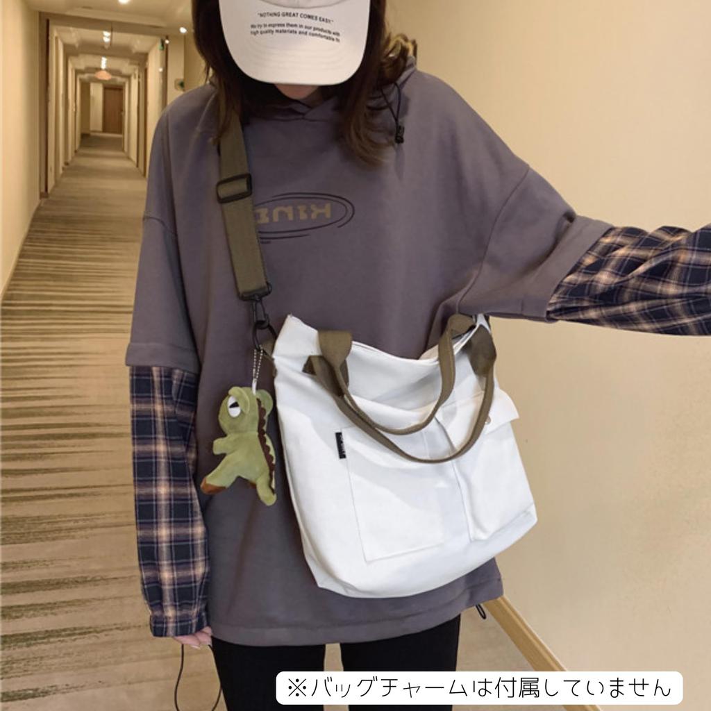 2-way vertical canvas tote bag with exterior pocket and long handles, suitable for shoulder or hand carry (white)