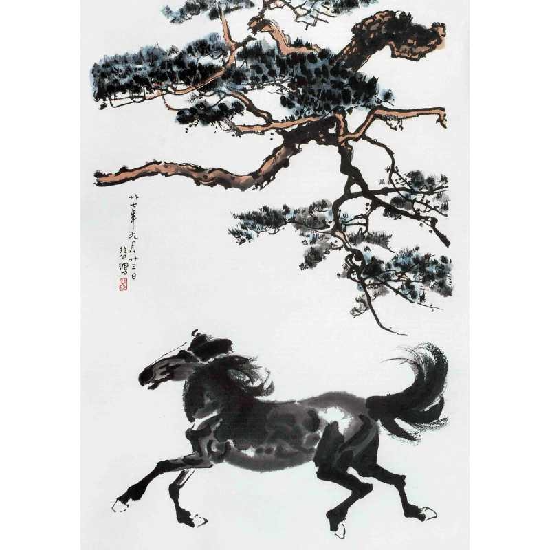 Free Shipping Ink Wash Galloping Horse Poster - Home Decoration Wall Hanging Mural for Dorm, Tea House, Study, or Living Room.