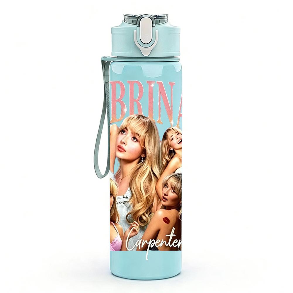 1 Stück Sabrina Retro Girl Group Porträt Druck 750 ml Tragbare Sport-Wasserflasche Auslaufsicher Fitnessstudio Outdoor Reisen Trinkbecher