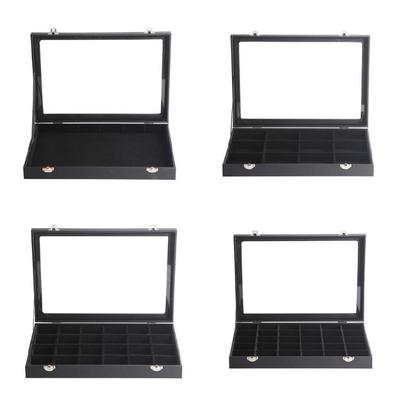 Schwarzes PU-Leder Schmuck-Präsentationsetui Staubdichter Aufbewahrungsbehälter für Accessoires für Schlafzimmerkommoden Samtgefütterte Box