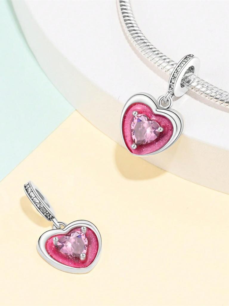 Charms Plata Heart-Shaped Happy Family Bead Charm Copper Plated Fit Charms Copper Original Bracelet For Jewelry Making Diy Charm