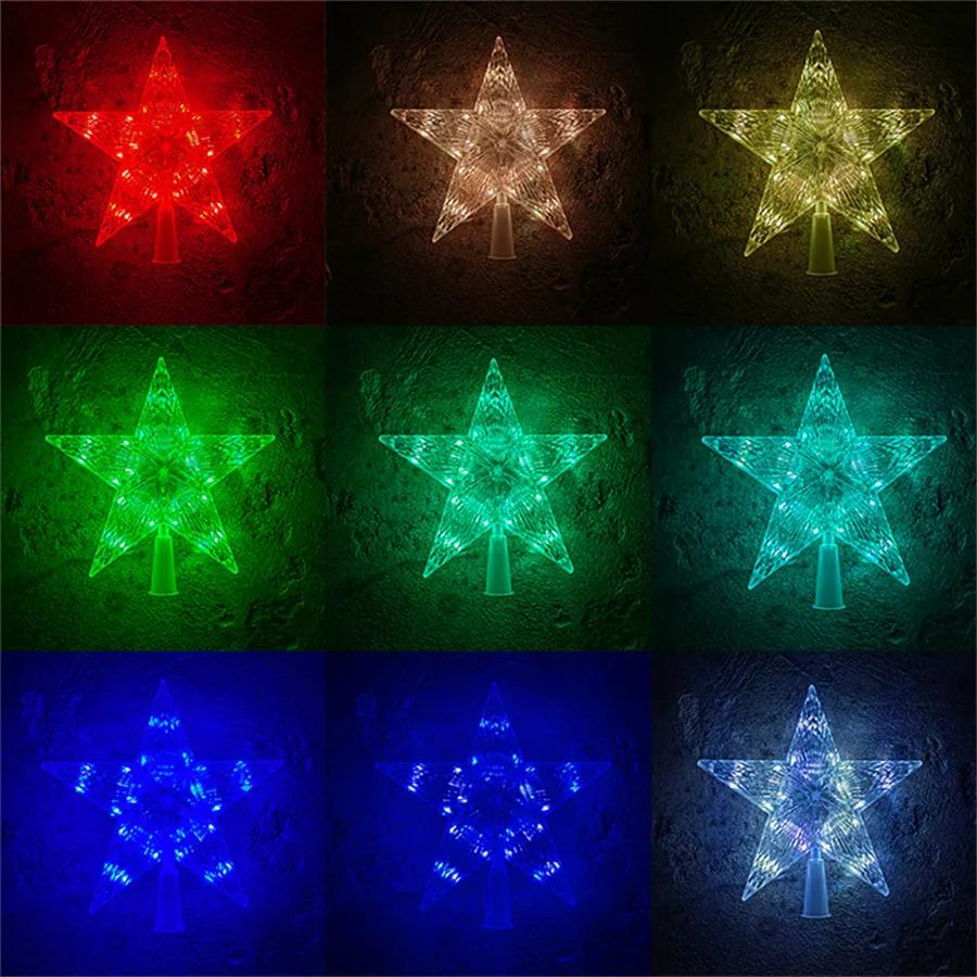 Dia22CM RGB Christmas Star Tree Topper Light With Remote USB Powered Christmas Tree Topper Star Light LED Star Garland Light