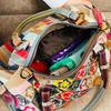Women's Patchwork Bag with 3D Flowers