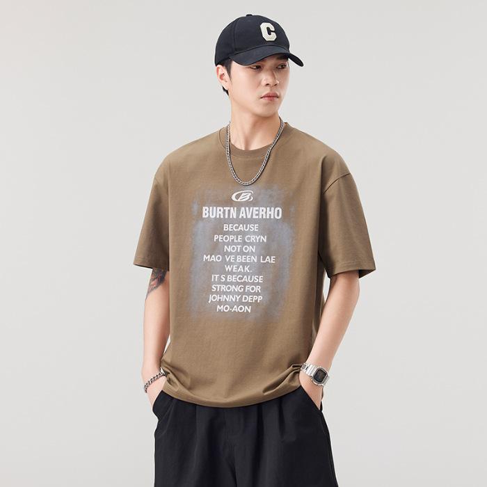 New Summer Men's Cotton Round Neck T-shirt Fashionable Loose Short-sleeved Top Short