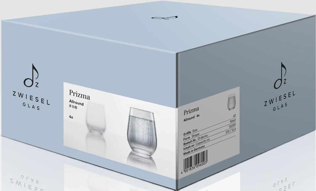 ZWIESEL GLAS Shatter-resistant Prisma Tumblers for Water, Mineral Water, and Soft Drinks, All-purpose, Pair of Two, Machine-made (m122331)