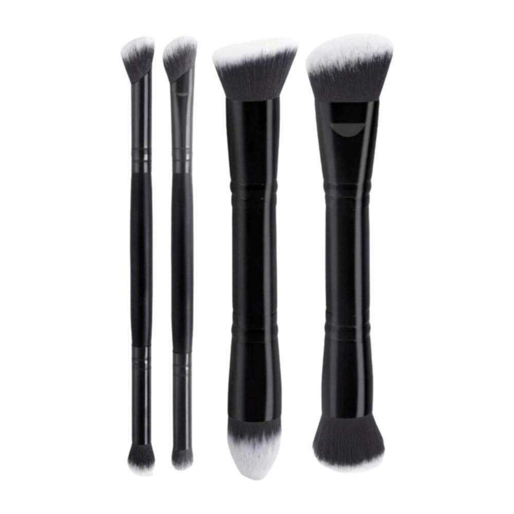 2/4/5Pcs Angled Top Makeup Brushes Set Flat Top Foundation Brush Set  Makeup Blending 4Pcs Black