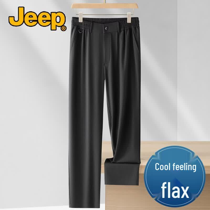 JEEP Men s Premium Linen Blend Straight-Leg Casual Pants M