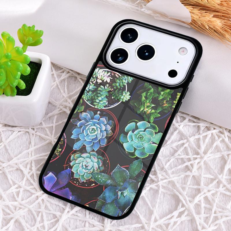 Cactus Plants Succulents Soft Phone Case for iPhone 17 Air 16 15 11 12 14 13 Pro Max Shockproof Cover