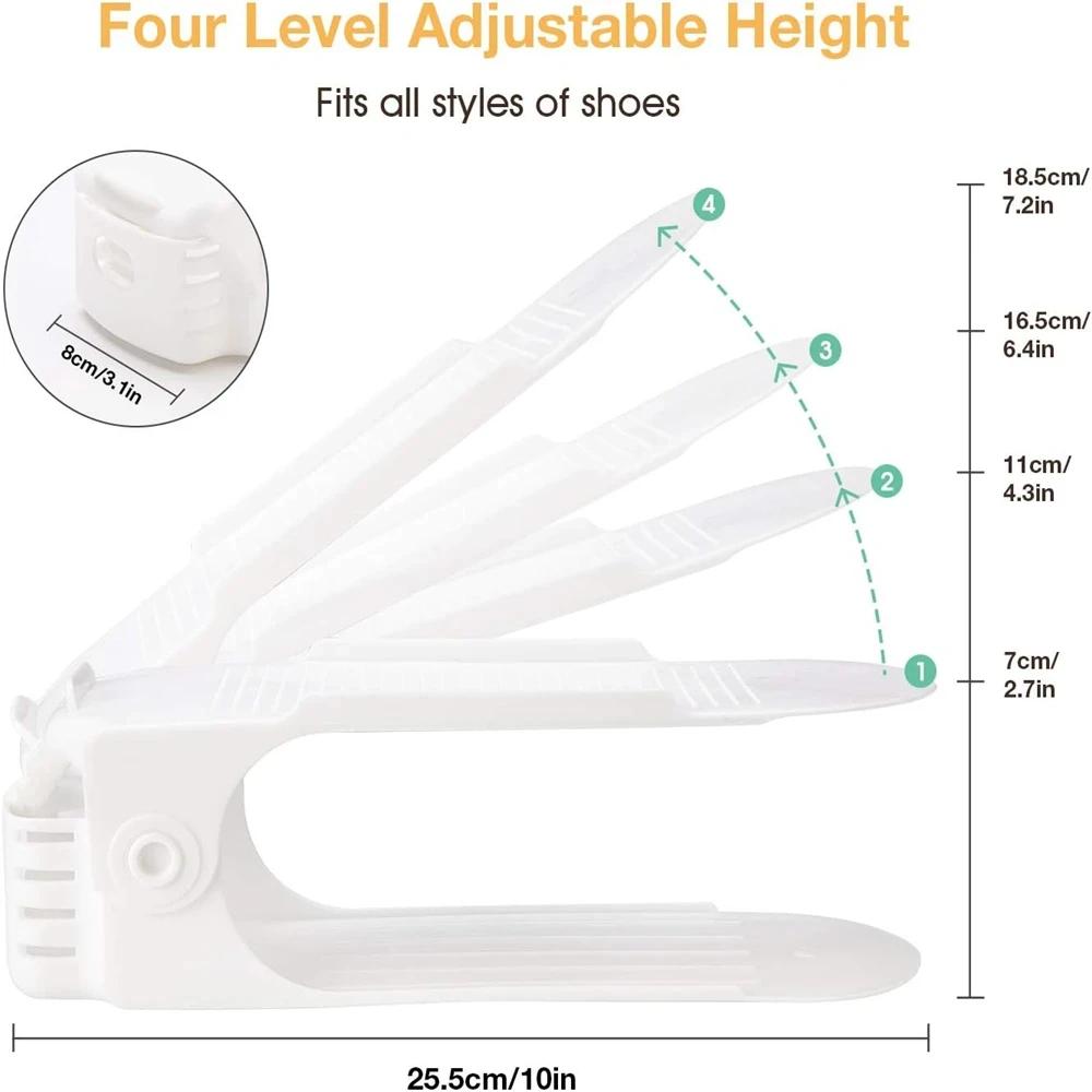 12Pcs Adjustable Shoe Organizer Shoe Support Rack, Space Saving Shoe-Shelf for Closet, Shoe Organizer Shoe Rack for Cabinet