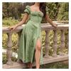 French Floral Print Sleeveless Midi Dress With Side Slits For Summer Casual Women