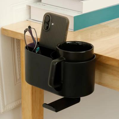 4 In 1 Desk Cup Holder Headphone Hanger Universal Adjustable Leak Proof Clip On Table Coffee Mug Holder Gaming Desk Organizer Cup Holders 5